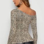 SheIn Off The Shoulder Long Sleeve Leopard Shirt Photo 1