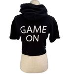 Divided by H&M Game On Hoodie Womens XS Black Short Sleeve Cropped Pullover Bold Photo 1