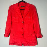 Ralph Lauren Lauren  Linen Red Blazer Jacket Button Shirt Top  Size 6 Photo 0