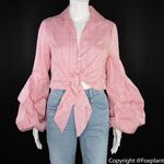 NWT Petersyn Silvia Long Sleeve‎ Cotton Cropped Top w/ Bell Sleeves, Cheshire Pink Photo 4