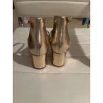 Amoji Womens Gold Rhinestone Block Heel Ankle Strap Sandals Size 37 US 6.5 Photo 3