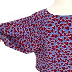 Maeve Anthropologie Blue Hearts Silk Blouse Kimono Style Size Small Photo 4
