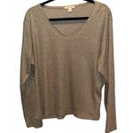cha cha vente Gold Sparkle V Neck Lightweight Sparkly Sweater Size 1X Photo 0