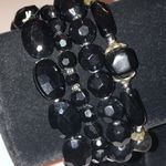 Black Silver Tone Beaded Retro Boho Stretchy Bracelets Photo 1