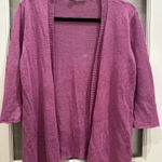 Eileen Fisher  Open Front Cardigan Sweater Shrug 100% Linen Lilac Size L Petite Photo 0