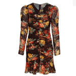 Veronica Beard NWT  Silk Hedera Floral Mini Dress Brown Size 10 Photo 2