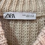 ZARA Fitted Chunky Cable Knit Crew Neck Pullover Sweater in Cream Size Small Photo 6