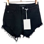 NWT KanCan High Rise Distressed Raw Fringe Hem Denim‎ Jean Shorts 0/23 Black Photo 2