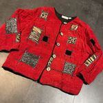 Dress Barn Dressbarm Patchwork cardigan 1X Mixed Funky Art To Wear Boho Chic Vintage S-303 Photo 0