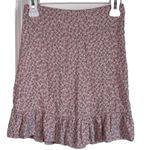 Brandy Melville  Pink Floral Cara Mini Skirt  Size 3 Ruffled Mini -Made Italy NWT Photo 0