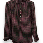 BeachLunchLounge Beach Lunch‎ Lounge Black & Coral Long Sleeve Half Button Down Shirt Size S Photo 0