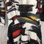 P Luca Milano Graphic Print Open Front Long Cardigan Sweater S Black Photo 1