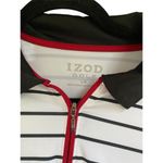 IZOD  golf womens large white and black striped black collar polo short sleeve Photo 4