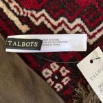 Talbots  Cream/Blue/Brown Tassel Print Wrap NWT Photo 4