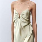 ZARA  dress maxi midi gown evening wedding party satin olive green corset  Photo 5