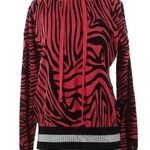 Central Park West  Red Black Tiger Animal Print Hooded Sweater Pullover Size S Photo 0