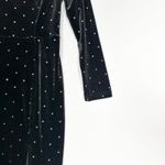 Cider  Sz Medium Black Velvet Midi Dress Long Sleeve Polka Dots Party Holiday NYE Photo 2