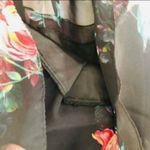 Vintage Chiffon Dark Floral Maxi Midi Dress ILGWU Womens Union Ruffle Spaghetti Strap Black Flower Size 8 Photo 4