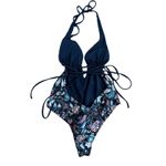 l*space Liberty Floracopa Pamela One Piece Swimsuit Size 6 Floral Plunge Halter Photo 5