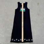 Vintage 90s Westbound Christmas Trees Snowflakes Embroidered Long Black Dress S Photo 9