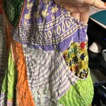 Kantha Rompers with Pockets, Handmade Cotton Boho Bib Jumpsuit, Sustainable Green Size 2X Photo 2