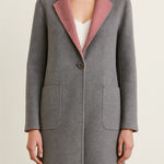 Ecru  Wool Reversible Coat Small Gray Pink Collar Chic Minimalist Winter Classic Photo 0