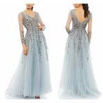 Mac Duggal NWT  20295‎ Embellished Long Sleeve A Line Gown Platinum Size 16 Photo 9