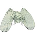 Free People  laria Blouse Pleated Adjustable Drawstring Puff Sleeve bright Mint g Photo 10