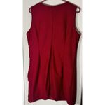 Tinley  Dress Womens Large Red Wool Sleeveless Sheath Pleated Knee Length Photo 5