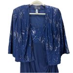 Alex Evenings Alex Evening Blue Sequins Two Piece Jacket Sleeveless Midi Dress Size 24W Photo 3
