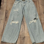 Indigo Rein  Women Light Wash Distressed Wide Leg Jeans Size 13 W30 L34 Photo 0