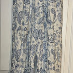 Surf Gypsy  Blue and White Paisley Print Pull-On Pants. Photo 0