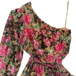 HEMANT & NANDITA One Shoulder Floral Metallic Ruffle Mini Dress XL FLAWED Pink Photo 4