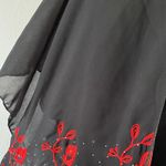 Jessica McClintock  Black Poncho with Red Floral Design Photo 4
