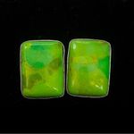 JAY KING DTR Green Turquoise Cabochon Sterling Silver Rectangular Earrings 925 Photo 8