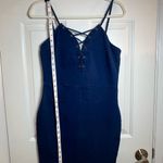 Windsor  Blue Lace-Up Mini Denim dress Size Large Photo 3