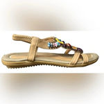 SIKETU SUMMER SLING BACK‎ SANDALS BEACH BOHEMIAN BEADED STONE DETAILS SIZE 8.5 Tan Photo 4