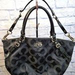 Coach  Madison Black Op Art Signature Sateen & Leather Trim Sophia Satche… Photo 0