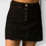 We The Free Black A-Line Distressed Denim Mini Skirt Photo 0