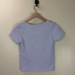 Elodie Fitted Stretch Short Sleeve V-Neck Lavender Top | Size L-XL Photo 2
