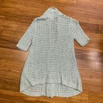 Moth Cardigan Womens‎ Small Mint Green Cotton Linen Open Front Crochet Knit Long Photo 3