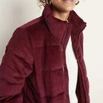 Old Navy  Women's Oversize Puffer Wine Corduroy Padded Jacket Pockets Zip Large‎ Photo 0