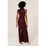 Solace London Red Burgundy Sequin One Shoulder Mock Neck Yara Gown size US 4 Photo 1