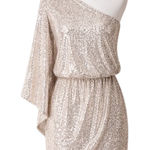 Hailey & Co. Silver Sequin One-Shoulder Cocktail Dress | Small Photo 0
