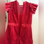 NWOT United Wood Cherry Red Karlie Eyelet Lace Ruffle Tank Floral Mini Dress Sz6 Size 6 Photo 7