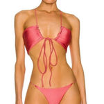 JADE SWIM Livi Bikini Top in Coral Sheen XSmall New Womens Swimsuit Pink Size XS Photo 0