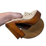 Veronica Beard Guadalupe Platform High Block Heel Sandals Beige Woven Womens 7.5 Photo 5