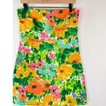 With Jean Womens Dress Green Lala Splice Floral Mini Strapless Tube Boho Large Photo 4