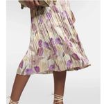 Vince Nouveau Magnolia Crushed Satin Cami Midi Dress M Pleated Floral Print Photo 4