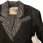 NWT Leather Suede Jacket Blazer Black Paisley Trim Western M Size M Photo 1